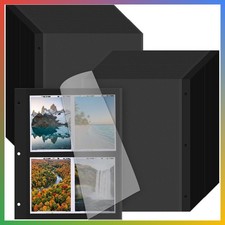 Photo Album Refill Pages 100 Sheets 200 Pages Black Self Adhesive 3 Ring Binder