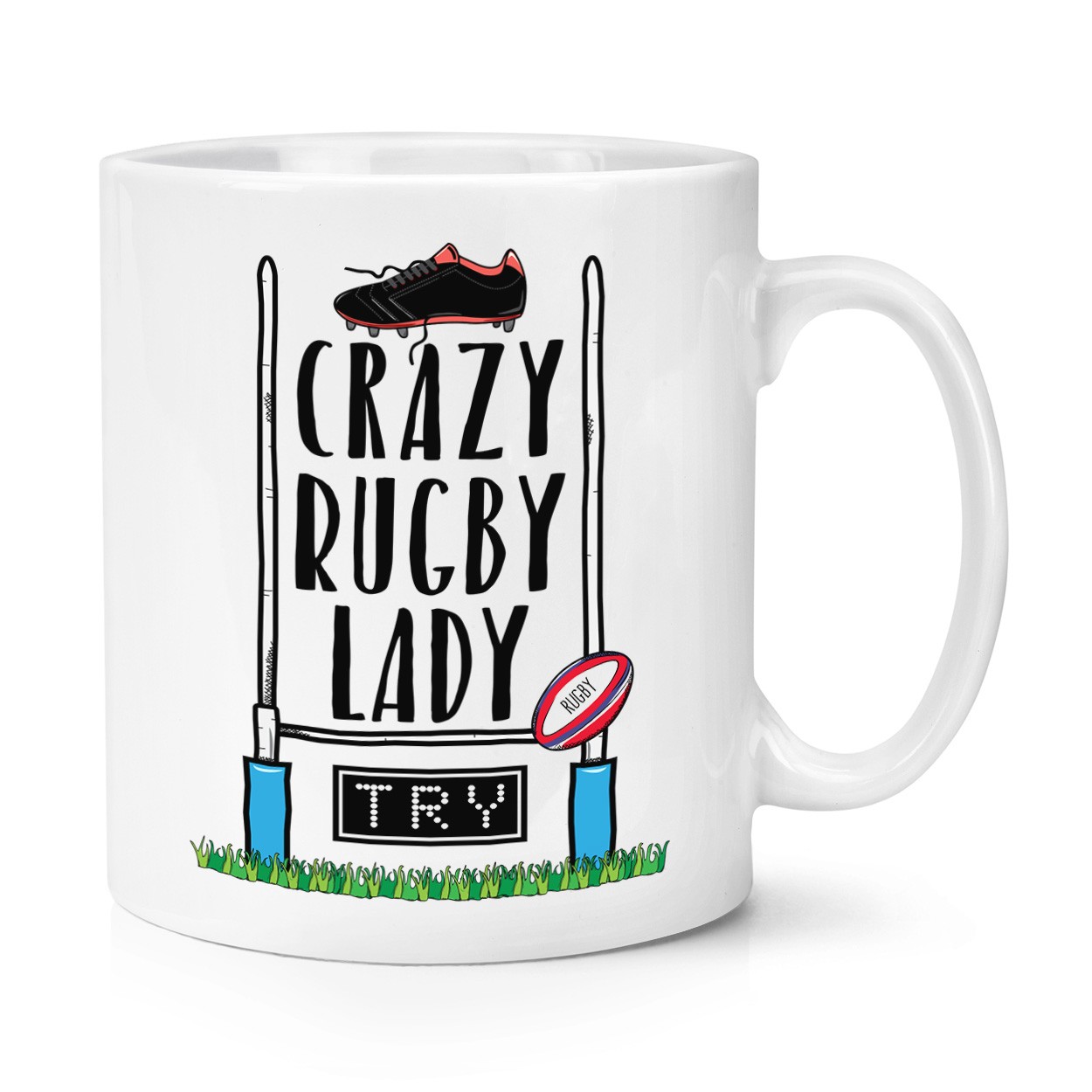 Crazy Rugby Lady 10oz Mug Cup - Funny League Union Sport