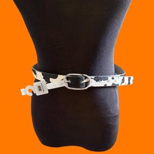 90's 00's vintage cow print 100 leather y2k belt SMALL most wanted deadstock