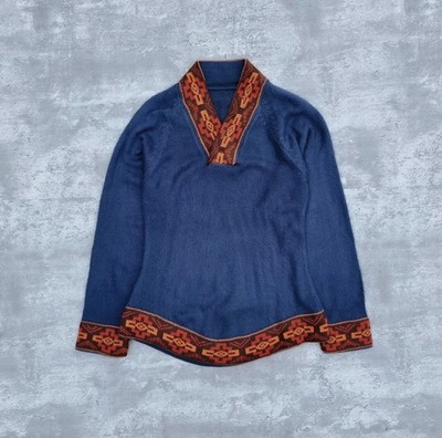 Vintage 90s Alpaca Wool Aztec Abstact Knit Jumper Top Womans Medium