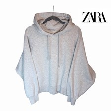 ZARA Heather Grey Cropped Hoodie