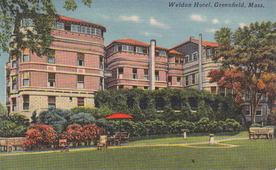  Postcard Weldon Hotel Greenfield MA