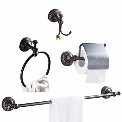 Set Accessori Bagno Quadrati 10 Pezzi Nero Opaco - Portasciugamani 61cm, Anelli, Portarotolo E Ganci