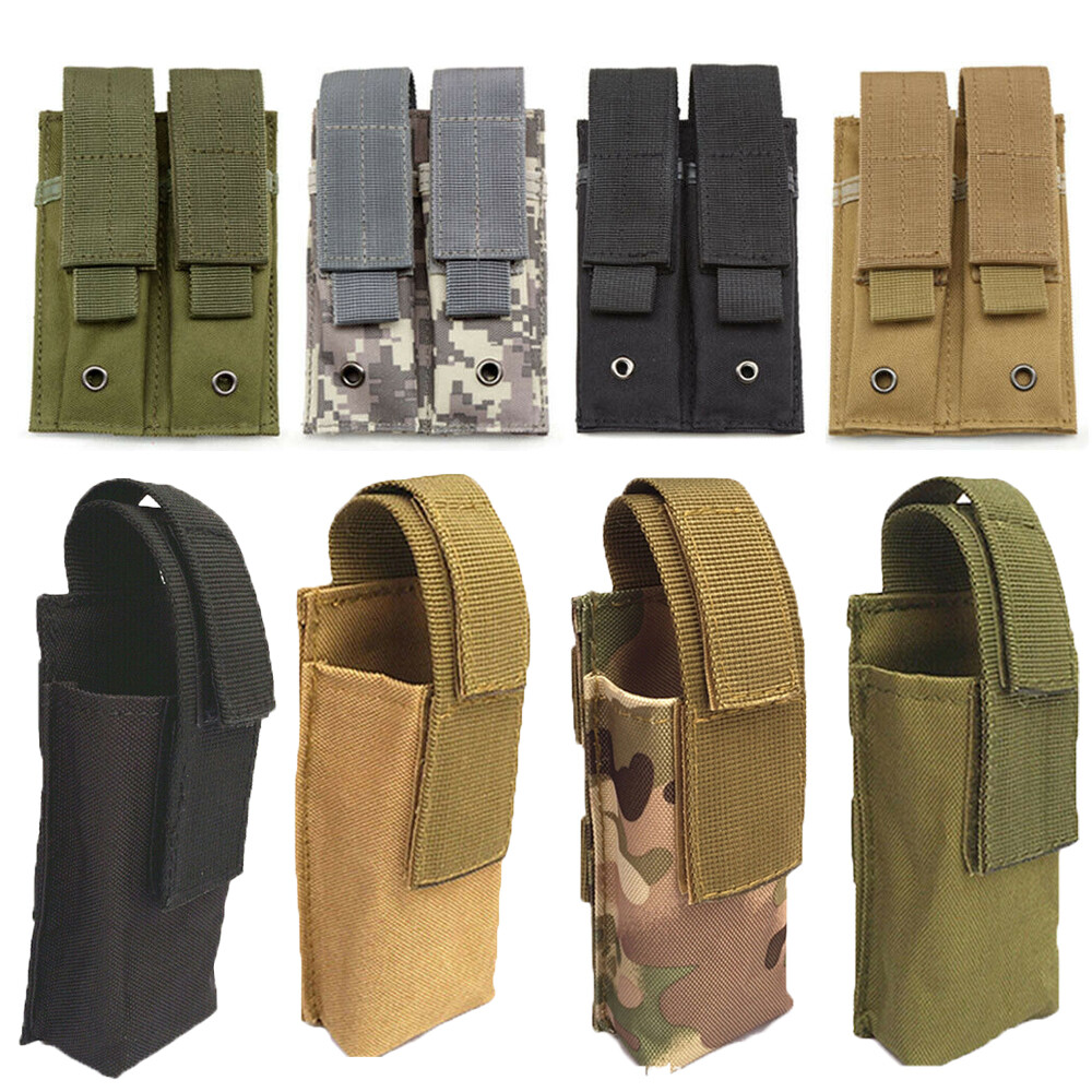 Tactical MOLLE 9mm.40 .45 Cal Magazine Pouch Single/Double Pistol Gun Mag Holder