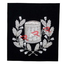 Hand Embroidered Badge Pipe Major Drummer Arm Blazer Silver Bullion Wire Emblem