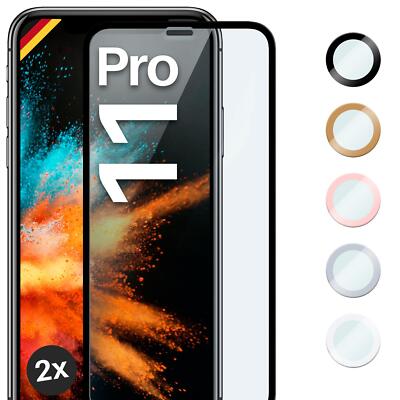 2x Panzerfolie für Apple iPhone 11 Pro Echt Glas Full Screen Cover Schutzglas