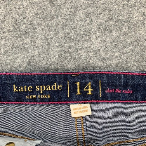 Kate Spade Mini Skirt Girls 14 Blue The Rules Medium Wash Denim Button Up Pocket - Picture 4 of 11