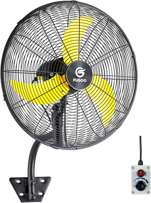 20'' Waterproof Oscillating Wall Fan, 4-Speed Heavy Duty for Outdoor Use