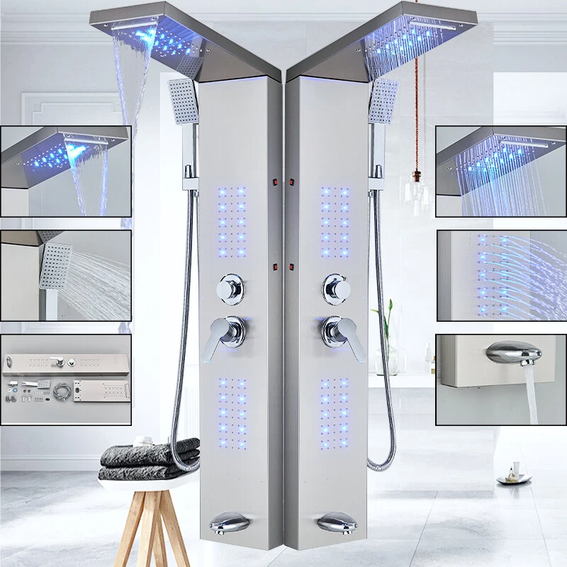 Duschpaneel Edelstahl LED Duschset Regendusche Duscharmatur Massage Duschsäule