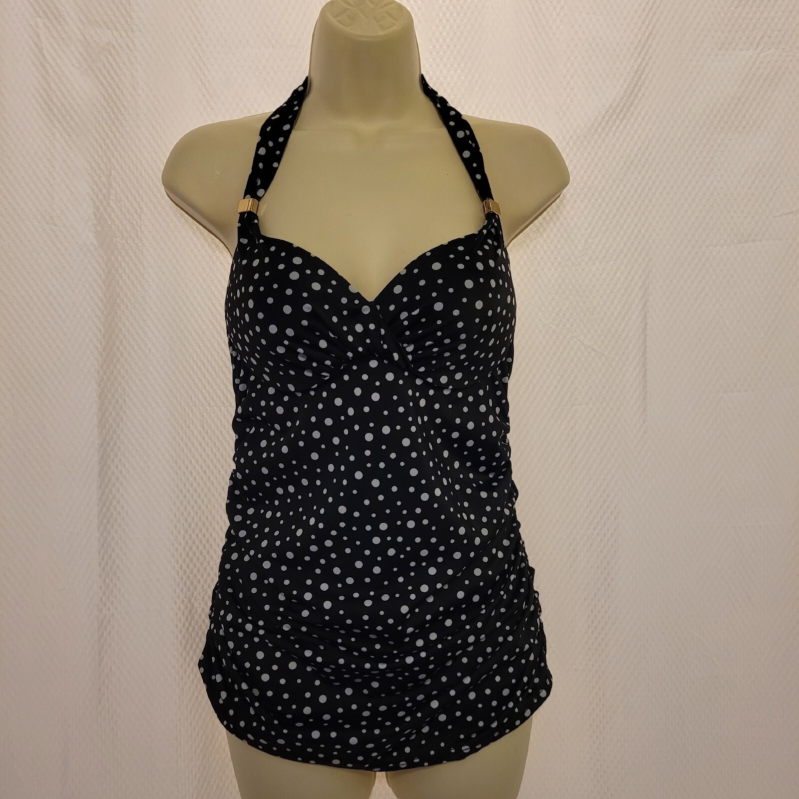 Victoria's Secret Black White Polka Dot Halter Swim T… Gem