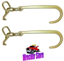 (2) - 15" J HOOK & COMBO (mini J, T) on OBLONG LINK, WRECKER TOW TRUCK, ROLLBACK