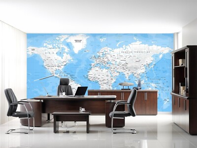 3D Blue World Map ZHUA940 Wallpaper Wall Murals Removable Self-adhesive Ann