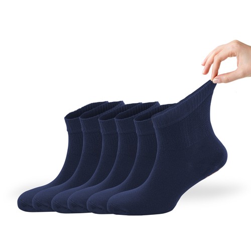 Zemy® Women Diabetic Ankle Socks 6-Pair Bamboo Material Durable Seamless Toe - Picture 22 of 105