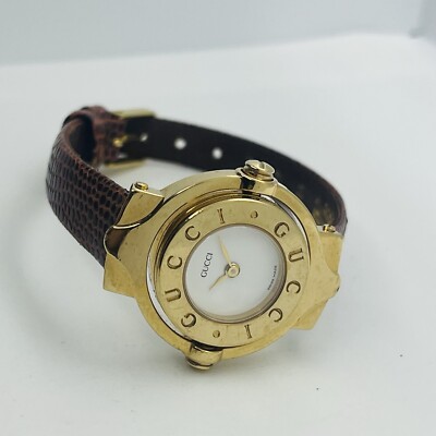 Gucci Women's Gold Quartz Stainless Steel 26mm Brown Leather Band