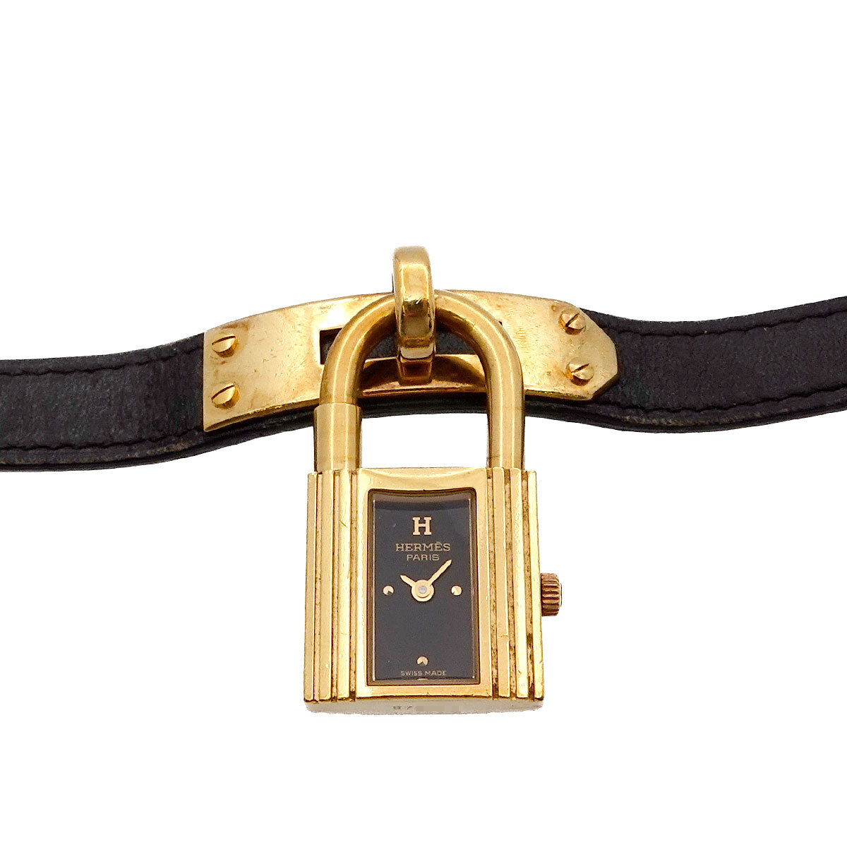 HERMES KELLY Watch Quartz Black Dial Leather Ladies Watch
