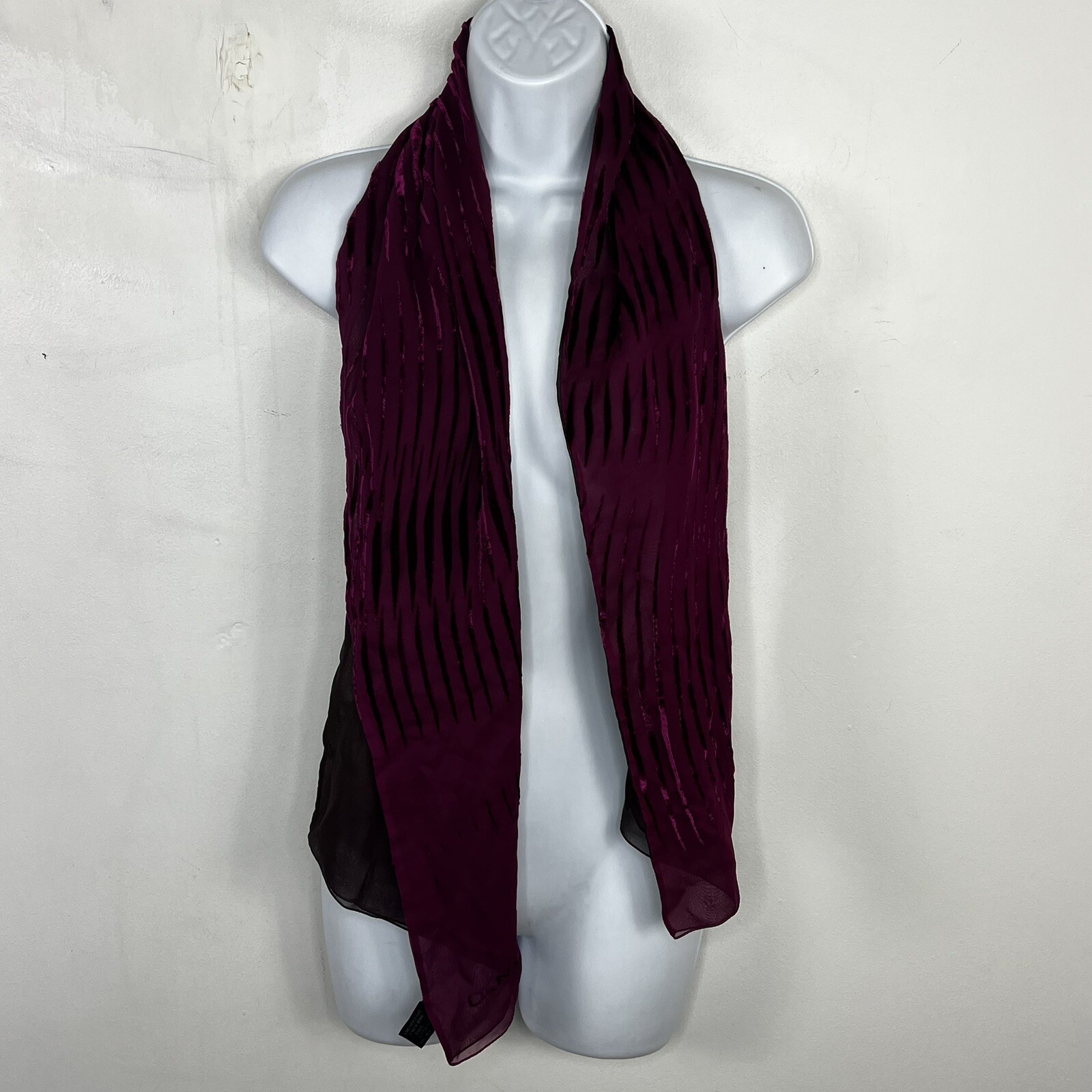 DKNY Womens Rectangle Silk Scarf Purple Polished Luxury