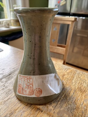 Jeremy Leach for Lowerdown Studio Pottery Vase gestempelt mit dekorativem Design
