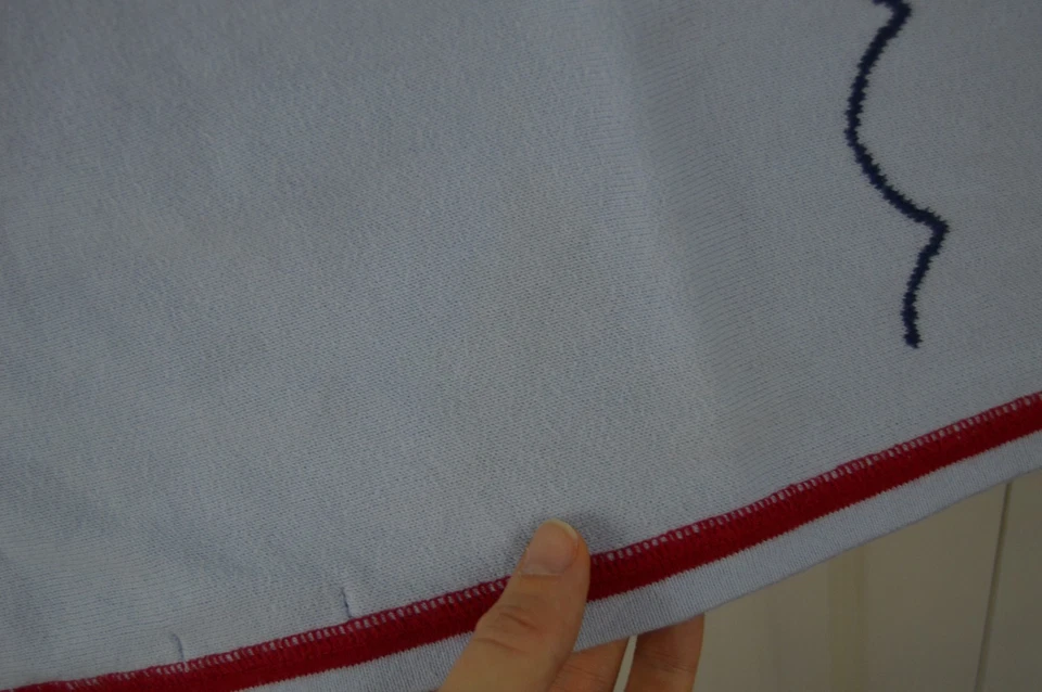 Pottery Barn Kids Whale Baby Blanket Knit Blue Red Reversible Fish Sea Life - Image 4 of 4