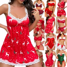 Women Xmas Sleepwear Sleep Shirts Night Gown Sleepshirt Valentine Babydoll Dress