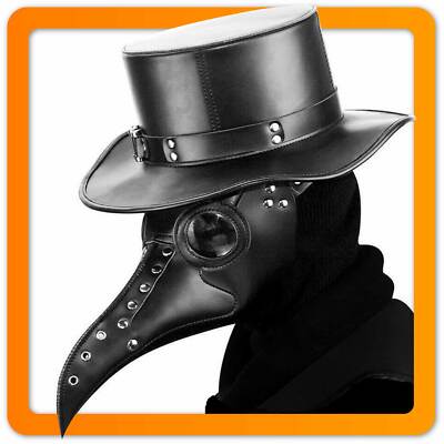 Pestmaske Schnabelmaske Pestdoktor Steampunk Gothic Rabenmaske Cosplay Lederhut
