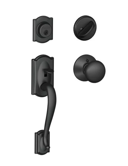 Schlage Camelot Single Cylinder Keyed Entry Handleset F60 CAM 622 PLY Black