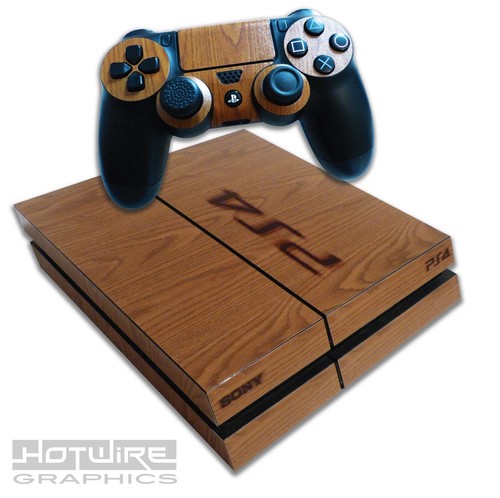 Playstation-4-PS4-Skin-Sticker-Kit-Wood-Grain-Burnished-Stamp-Effect