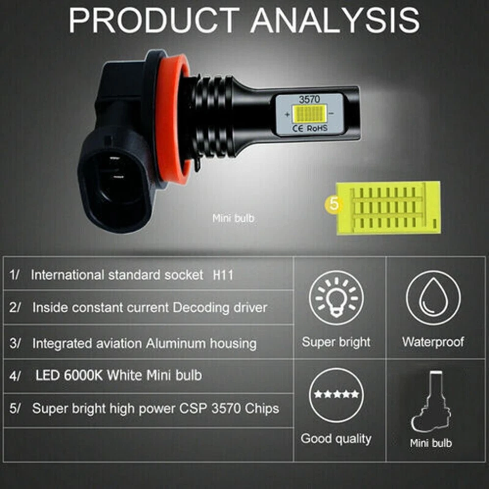 Combo de faros antiniebla altos bajos 6X 6X 6X para Nissan Rogue 2008-2013 Foto 3 de 4