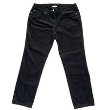 Eileen Fisher  Corduroy Classic Straight Organic Cotton Tencel Black Pant Sz 32