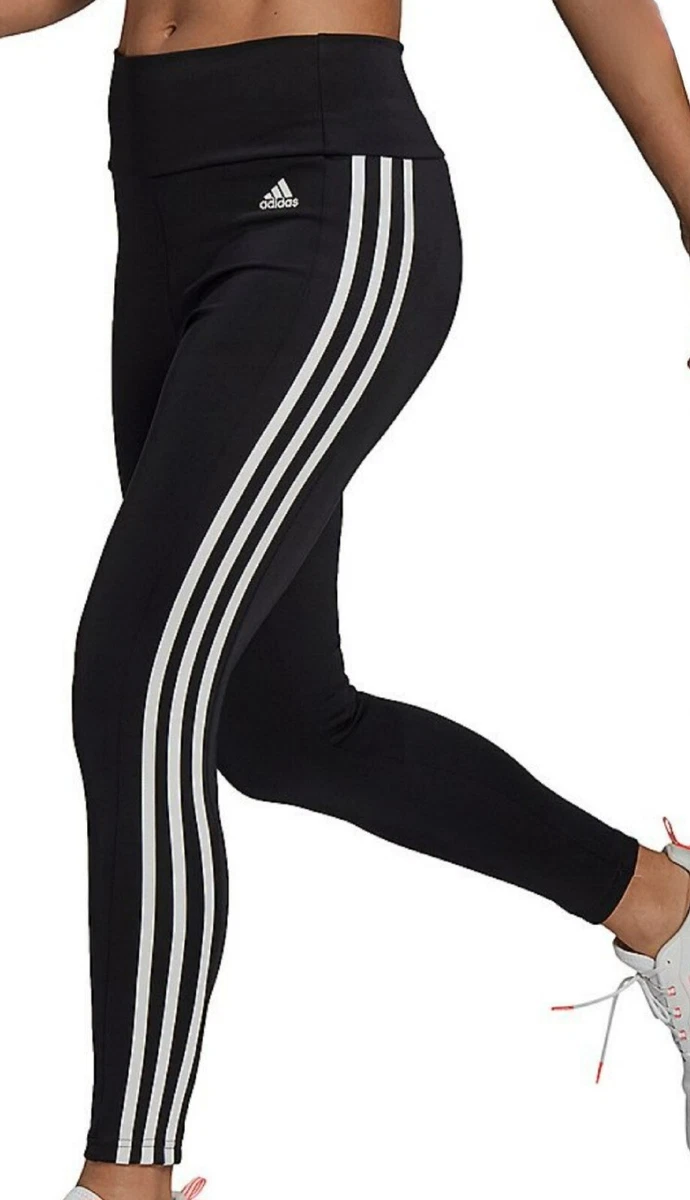 Adidas Aeroready 3-stripe high rise 7/8 ankle leggings NWT womens XL black