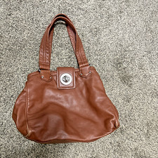 MARC BY MARC JACOBS Brown Pebbled Leather Handbag Turn Lock