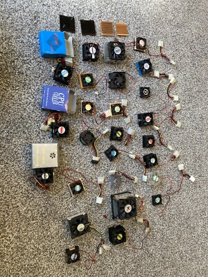 Vintage CPU Cooler lot. Socket 370, A, 7, 486, pentium 3. Lot of 26 Intel AMD
