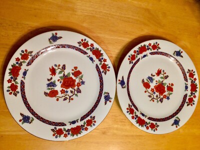 CROWN MING FINE CHINA JIAN SHIANG OLD IMARI 10.5 INCH DINNER DISH LOT OF 2 USED