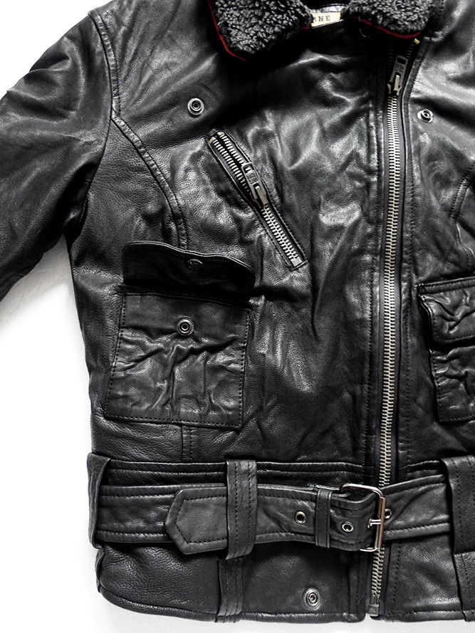 NEW WITH TAG SUPERDRY BELTED RIDER Moto Inspired Leather Jacket + Pockets Small image 4