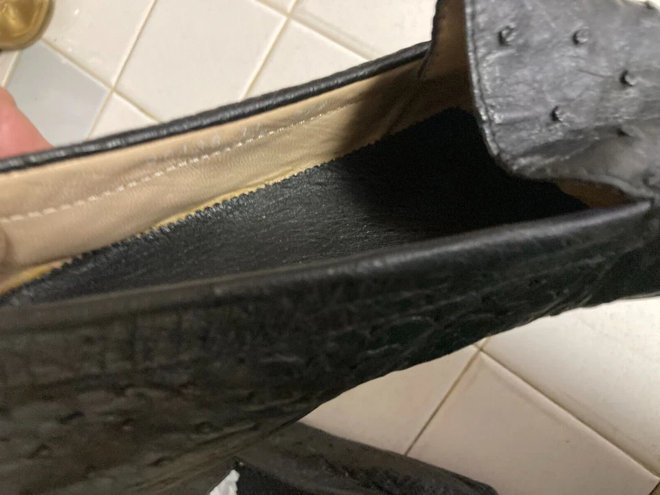 Aldo Brue Almohada para Caminar Mocasines... Negro Piel de Avestruz Zapatos para Conducir 9 Foto 3 de 4