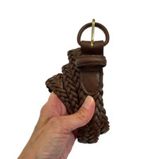 Men's Braided Woven Bonded Leather Brown Belt Size 38