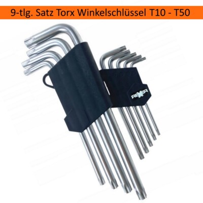 Torx Schraubendreher Satz 9 tlg. Winkelschlüssel T10-T50 Steckschlüssel Set lang