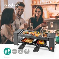 Gourmet Raclette Grill 2 Personen Spachtel Antihaft Beschichtung Rechteck 400W