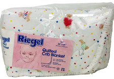 Riegel Teddy Bear Baby Crib Quilt Comforter Blanket Primary Colors 36x46