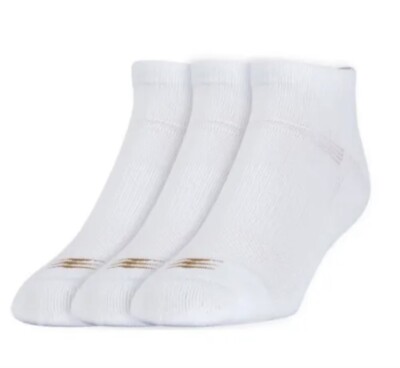 Gold Toe PowerSox Men's Coolmax Cushion LowCut Socks 3 Pair White Large 9-12 New