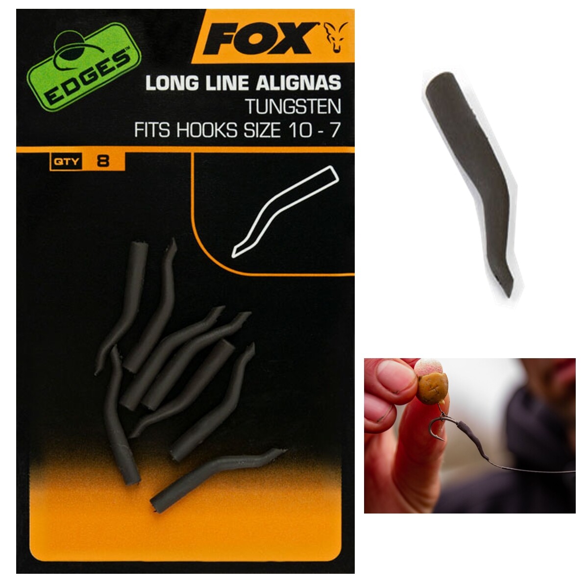 Fox Tungsten Hook Line Alignas Long 7-10 Eliminates Need for Rig Shrink Tube x 8