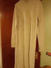 COS 100% Wool beige maxi jumper dress size M, best fit UK 10-12