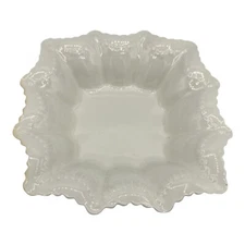 Vintage Delphine Bone China Scalloped Square Trinket Ring Dish England Made READ