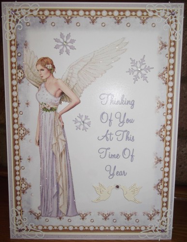 HANDMADE PERSONALISED FANTASY RELIGIOUS CHRISTMAS CARD THINKING OF YOU ANGEL - Picture 3 of 4