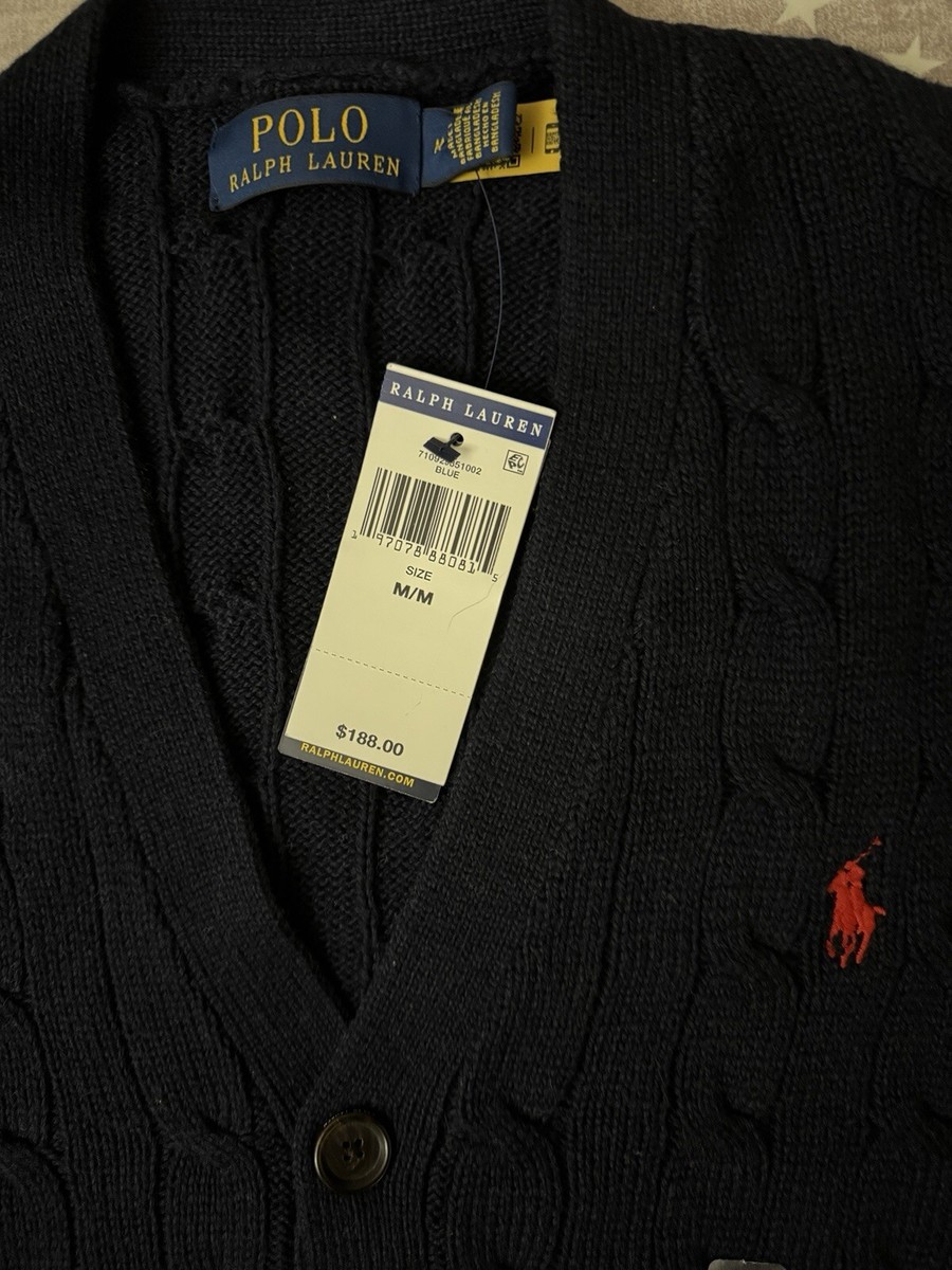$188 Polo Ralph Lauren Men Cotton Cable-Knit Cardigan Sweater