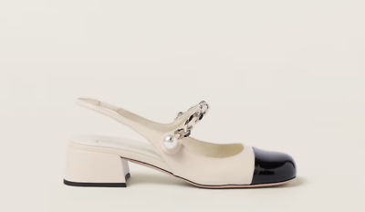 New Authentic Miu Miu Two-Toned Slingback Mary Jane Pumps 38.5/8.5