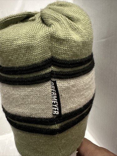 OBERMEYER SKI HAT CAP BEANIE KNIT Green Black Stripe Juniors One Size. - Picture 4 of 6