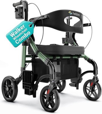 Ergonomic Rollator Transport Chair with Dual Brakes