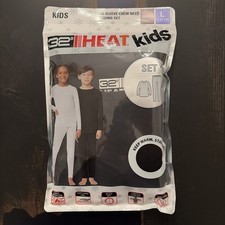 32 Degrees HEAT Kid Long sleeve crew neck Legging set Base Set BLACK L 12/14 NWT