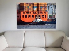 Leinwandbild Containerschiff im Hamburger Hafen - Fotos Bilder Wandbilder Poster