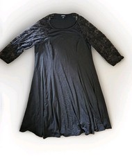 Torrid Black Skater Swing Dress With Raglan Lace  Sleeves Size 0
